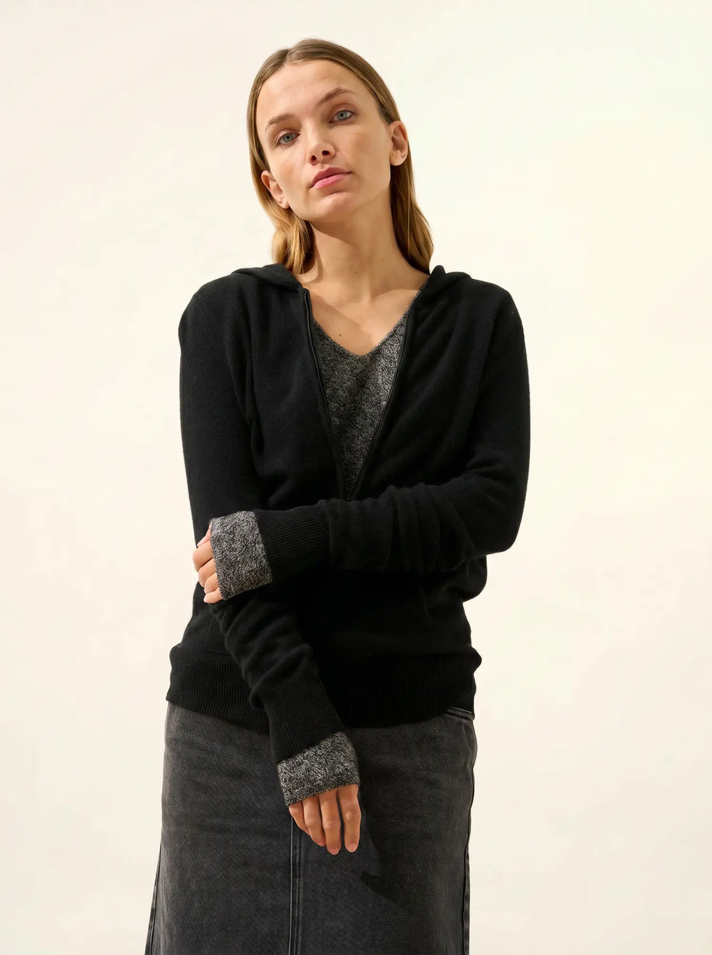 DEBBIE Gilet Zippé Capuche Noir