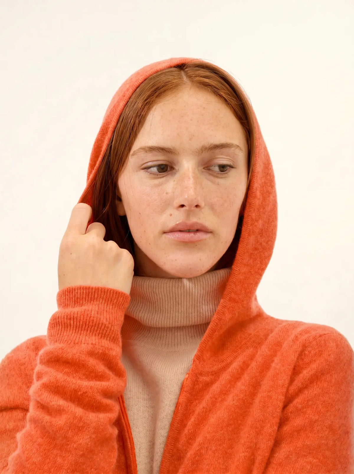 DEBBIE Gilet Zippé Capuche Orange Chiné