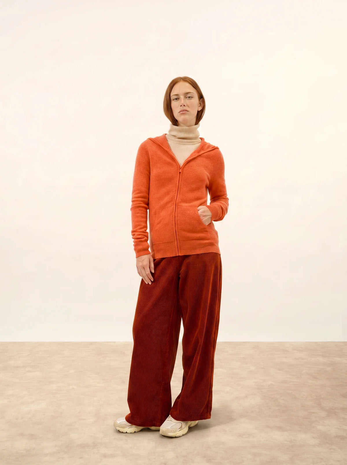 DEBBIE Gilet Zippé Capuche Orange Chiné