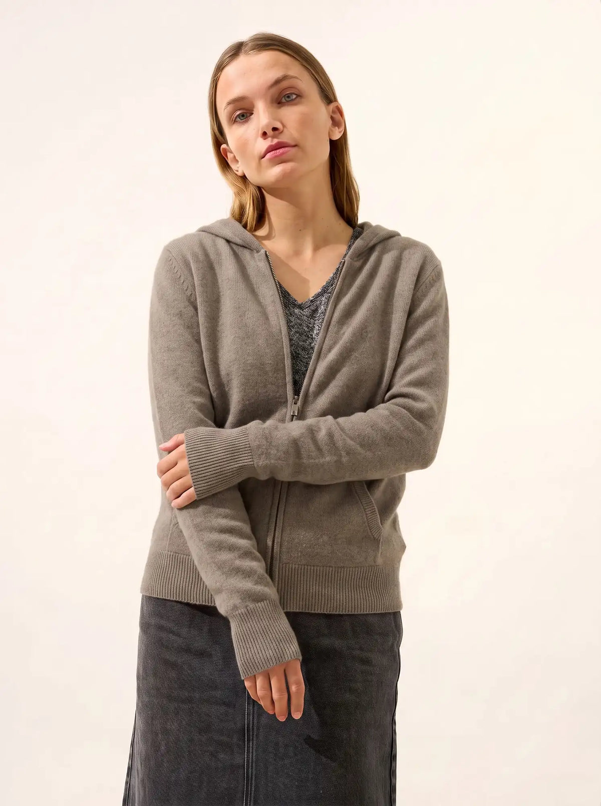 DEBBIE Vest Zipped Hooded Army Green
