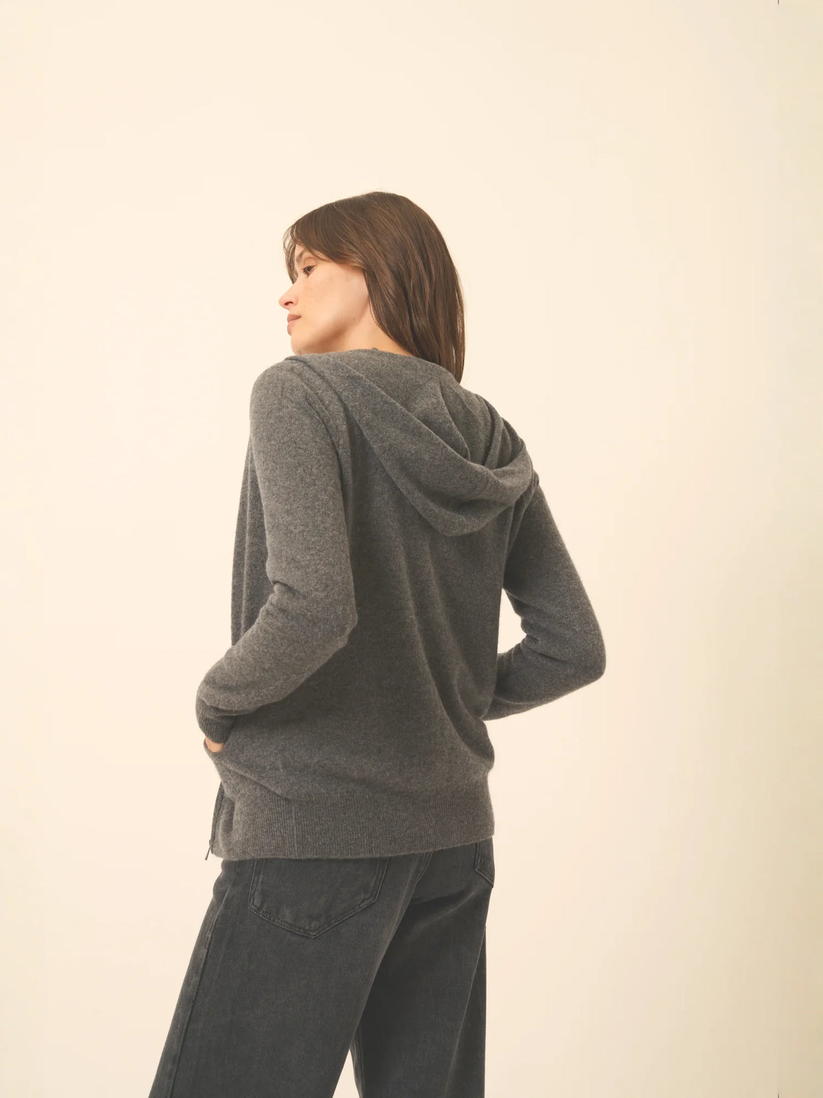 DEBBIE Vest Zipped Hooded Heather Charcoal