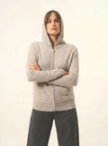 DEBBIE Gilet Zippé Capuche Nuage Chiné