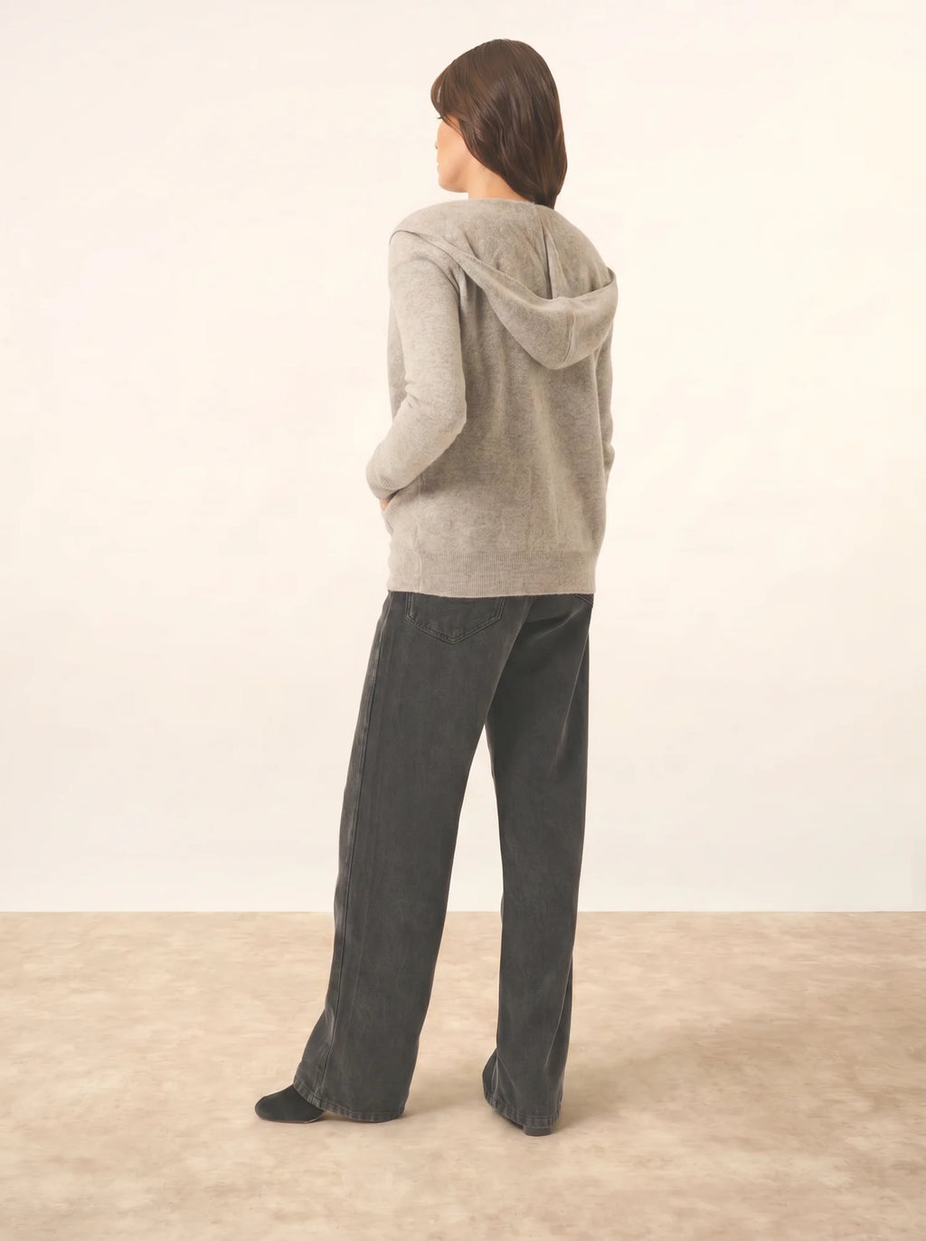 DEBBIE Gilet Zippé Capuche Nuage Chiné