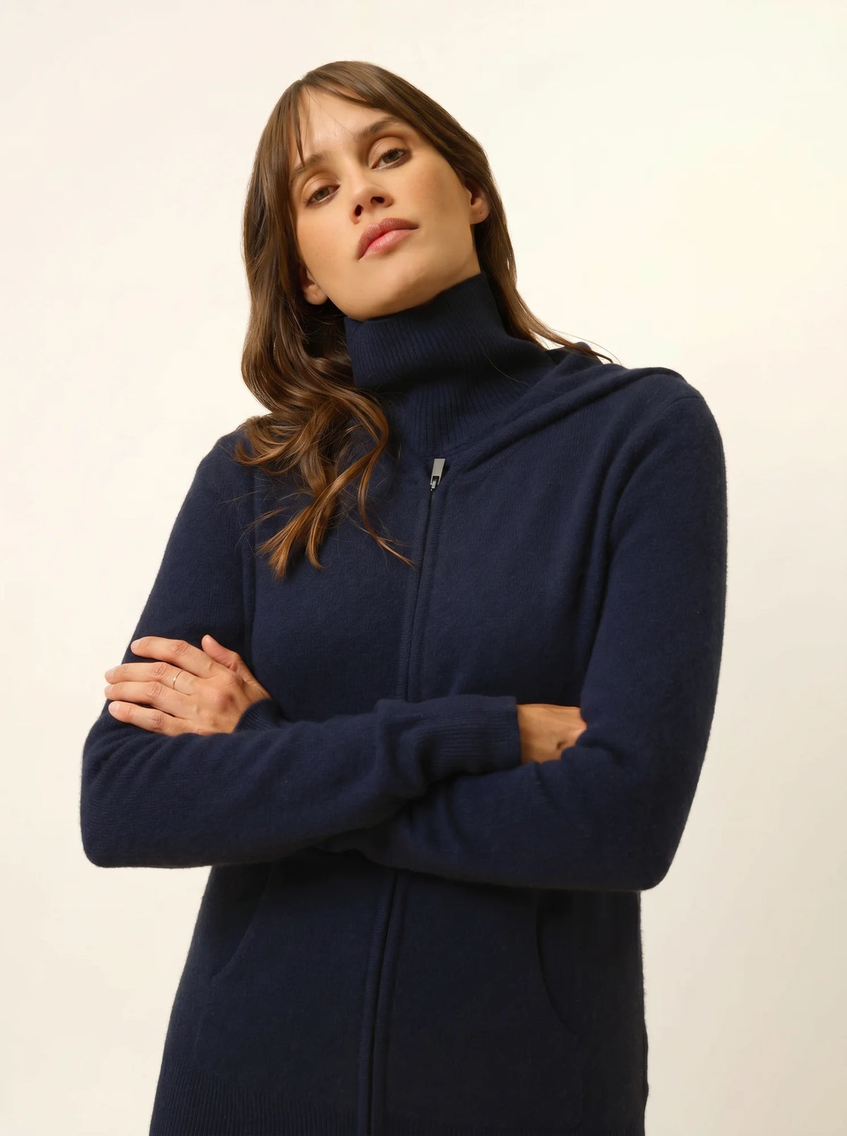 DEBBIE Gilet Zippé Capuche Bleu Marine