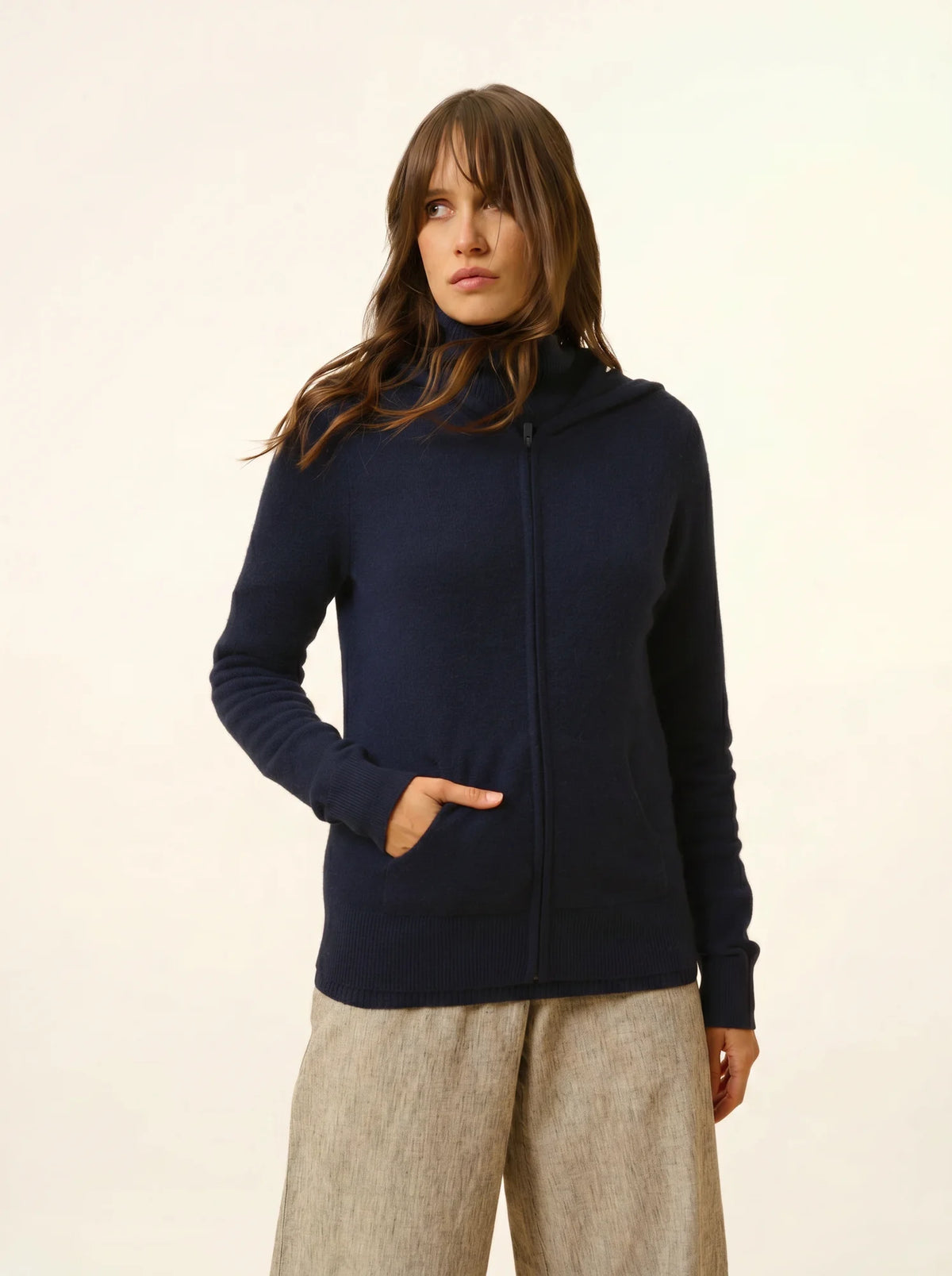 DEBBIE Gilet Zippé Capuche Bleu Marine