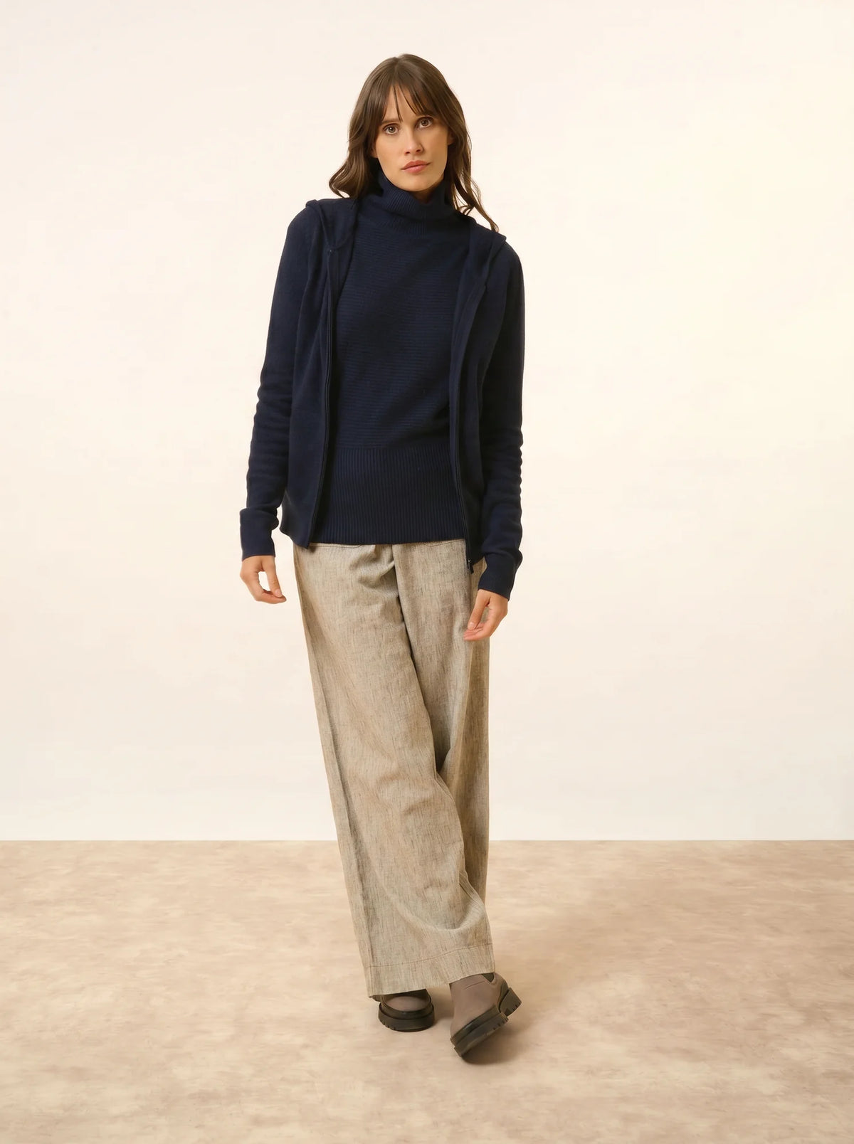 DEBBIE Gilet Zippé Capuche Bleu Marine