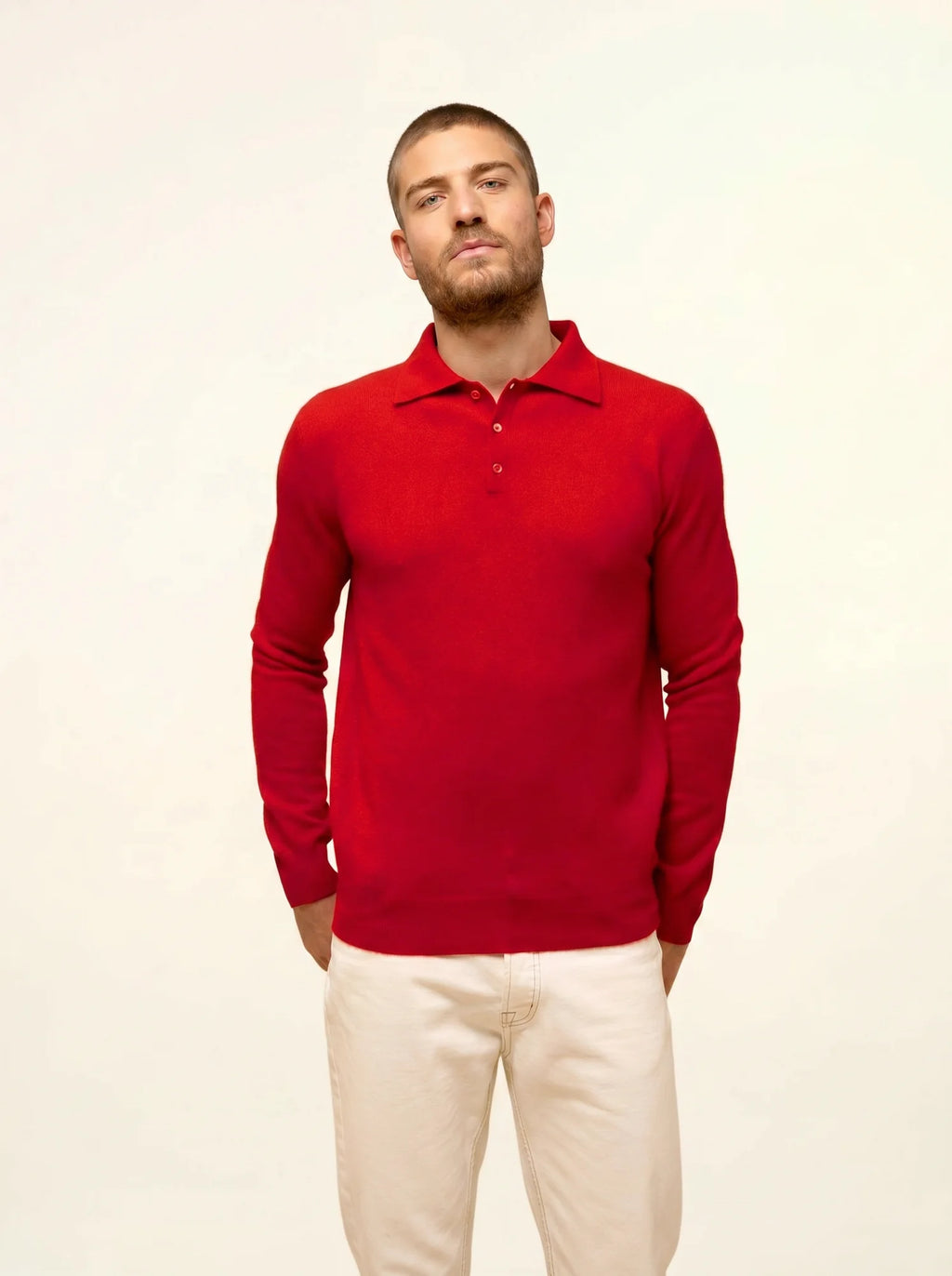 DOUGLAS Polo Manches Longues Rouge