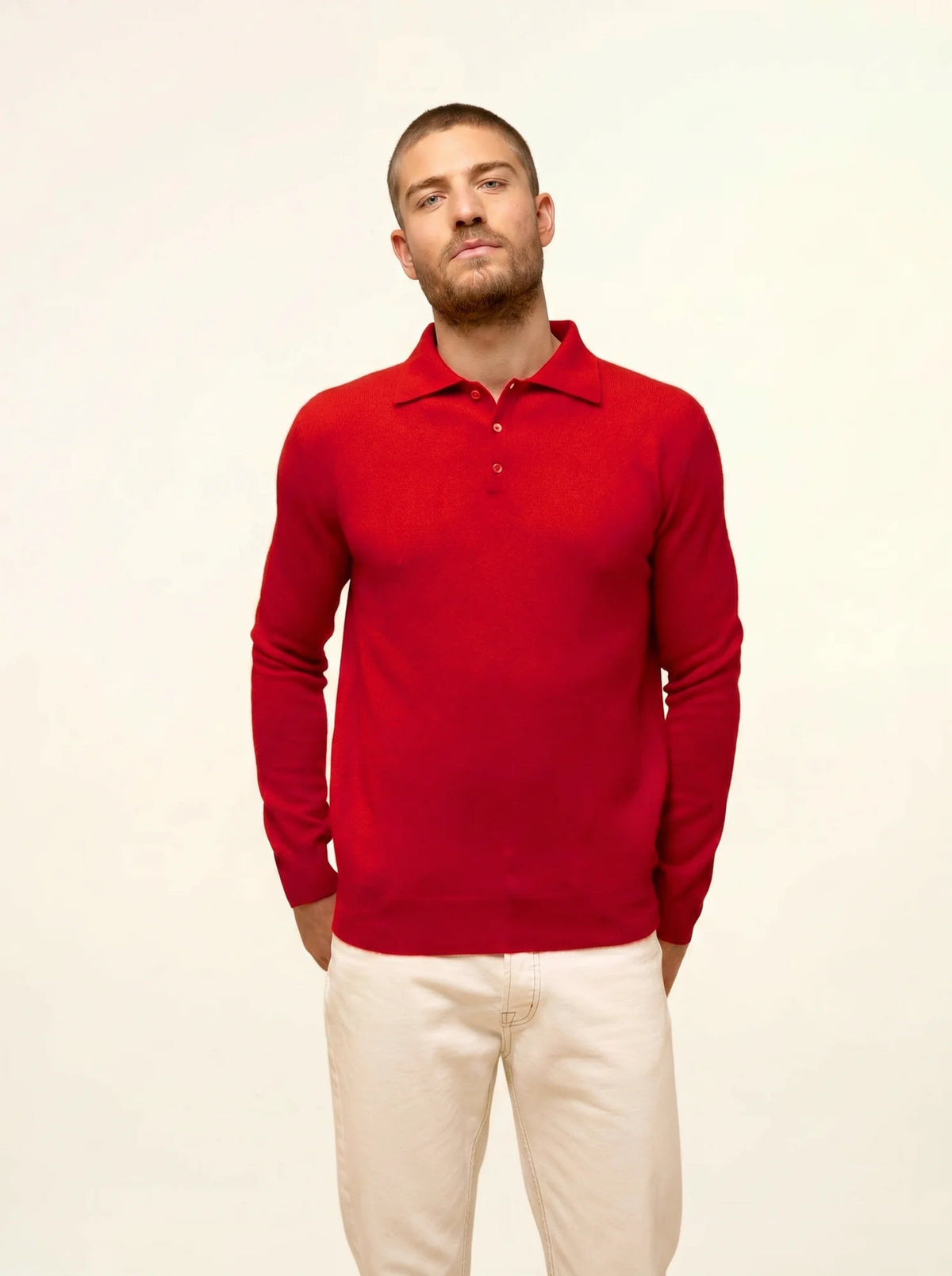 DOUGLAS Polo Manches Longues Rouge