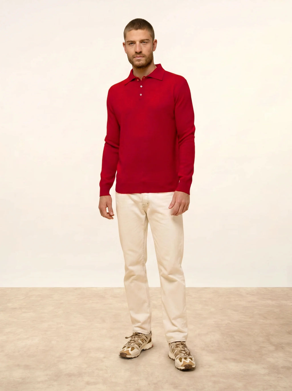 DOUGLAS Polo Manches Longues Rouge