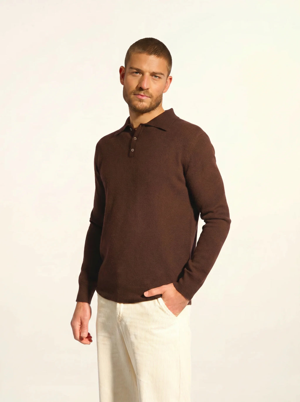 DOUGLAS Polo Long Sleeve Chocolate