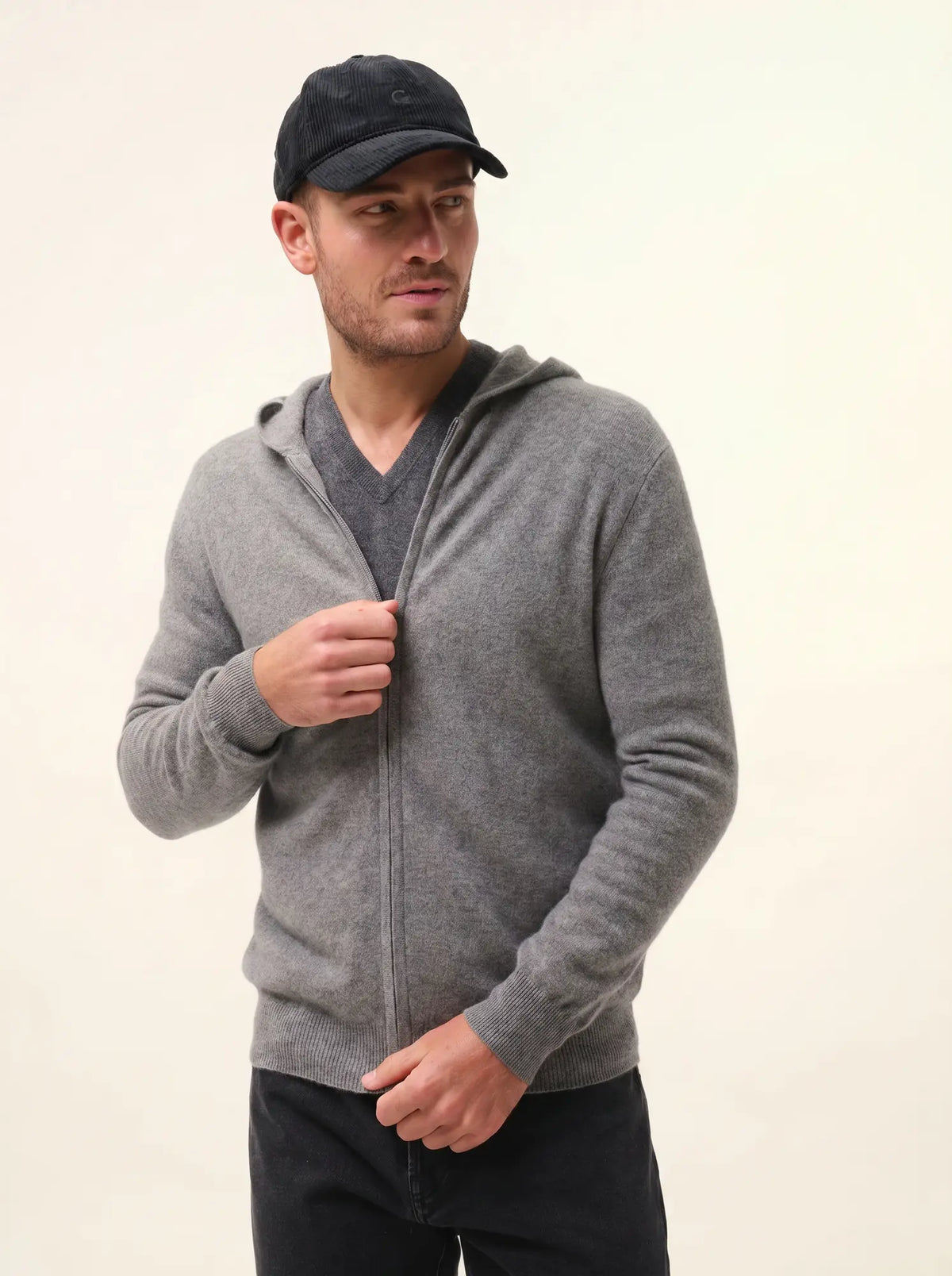 ELLIOT Gilet Zippé Capuche Flanelle Chiné