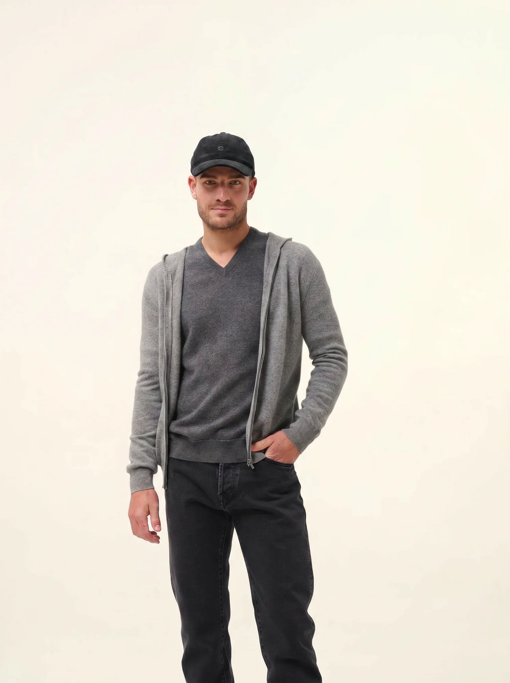 ELLIOT Gilet Zippé Capuche Flanelle Chiné