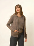 DEBBIE Gilet Zippé Capuche Taupe Chiné