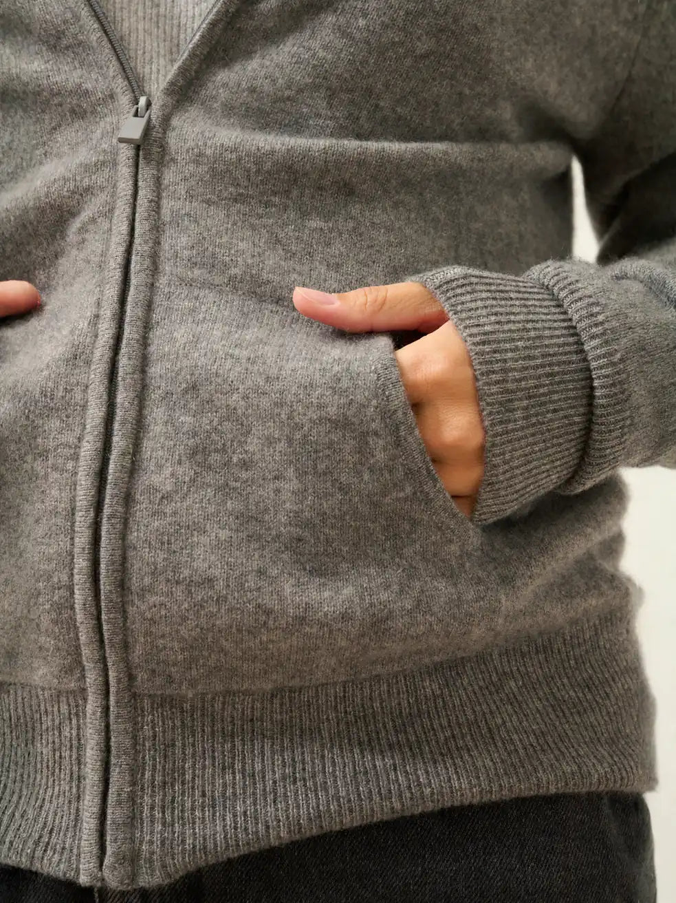 DEBBIE Gilet Zippé Capuche Flanelle Chiné