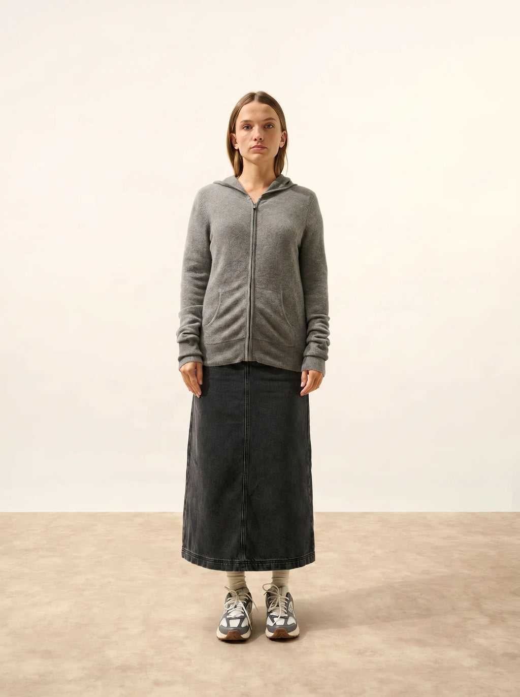 DEBBIE Gilet Zippé Capuche Flanelle Chiné
