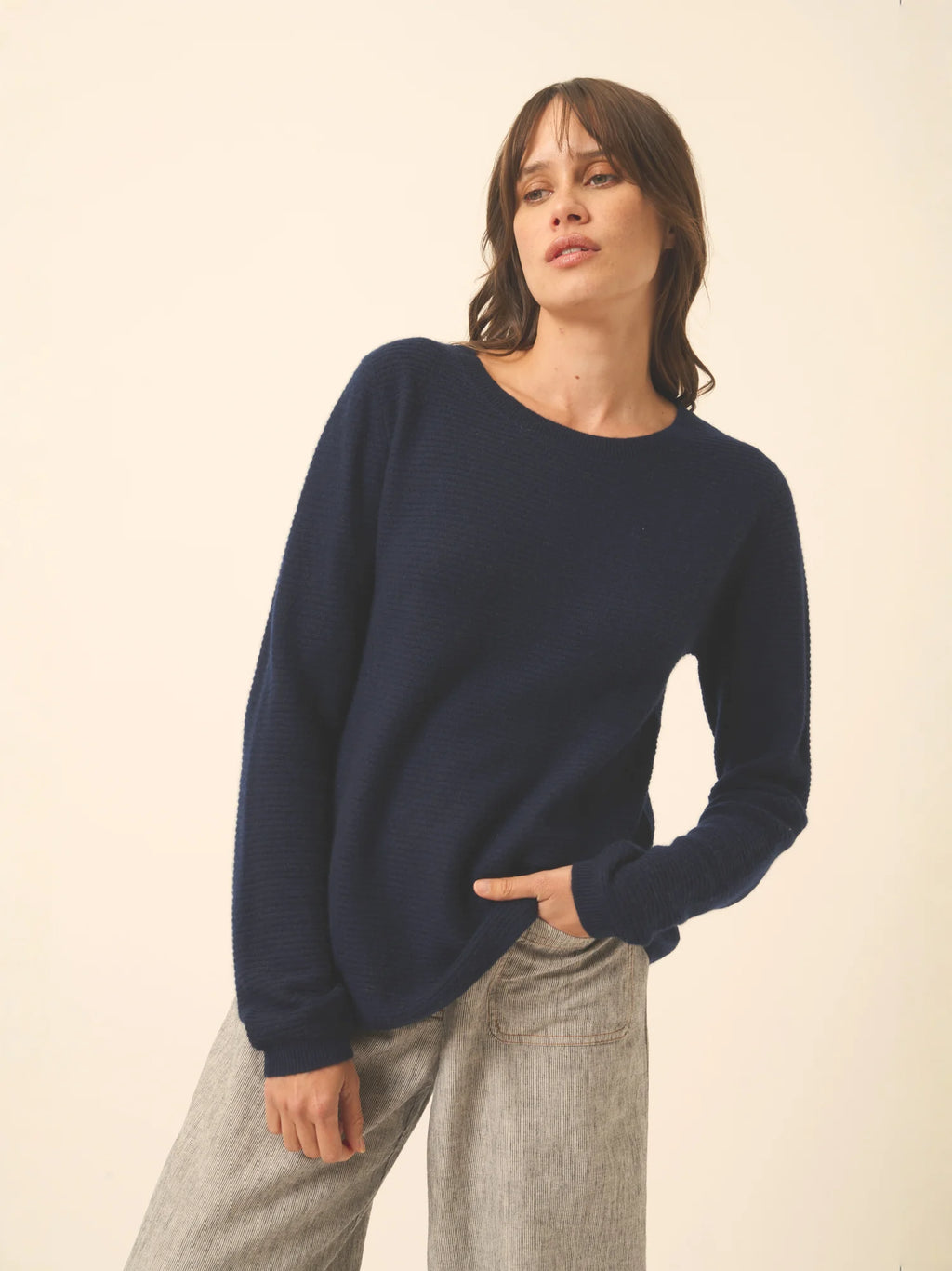 NETHY Sweater Boat Neck Navy