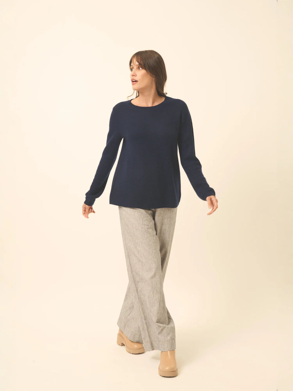NETHY Sweater Boat Neck Navy