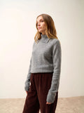 DUNDEE Pull Col Roulé Boutonné Nuage Chiné