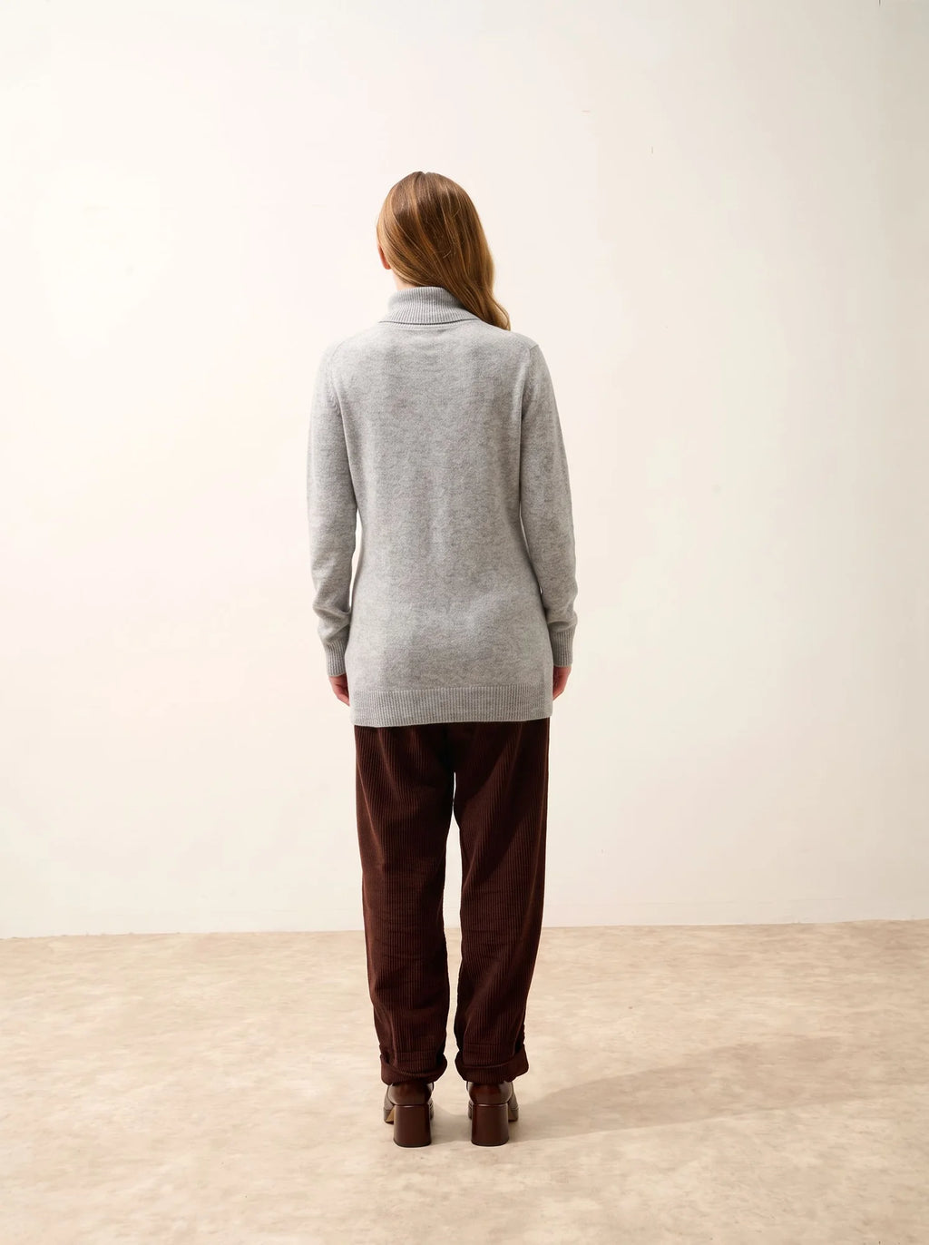DUNDEE Pull Col Roulé Boutonné Nuage Chiné
