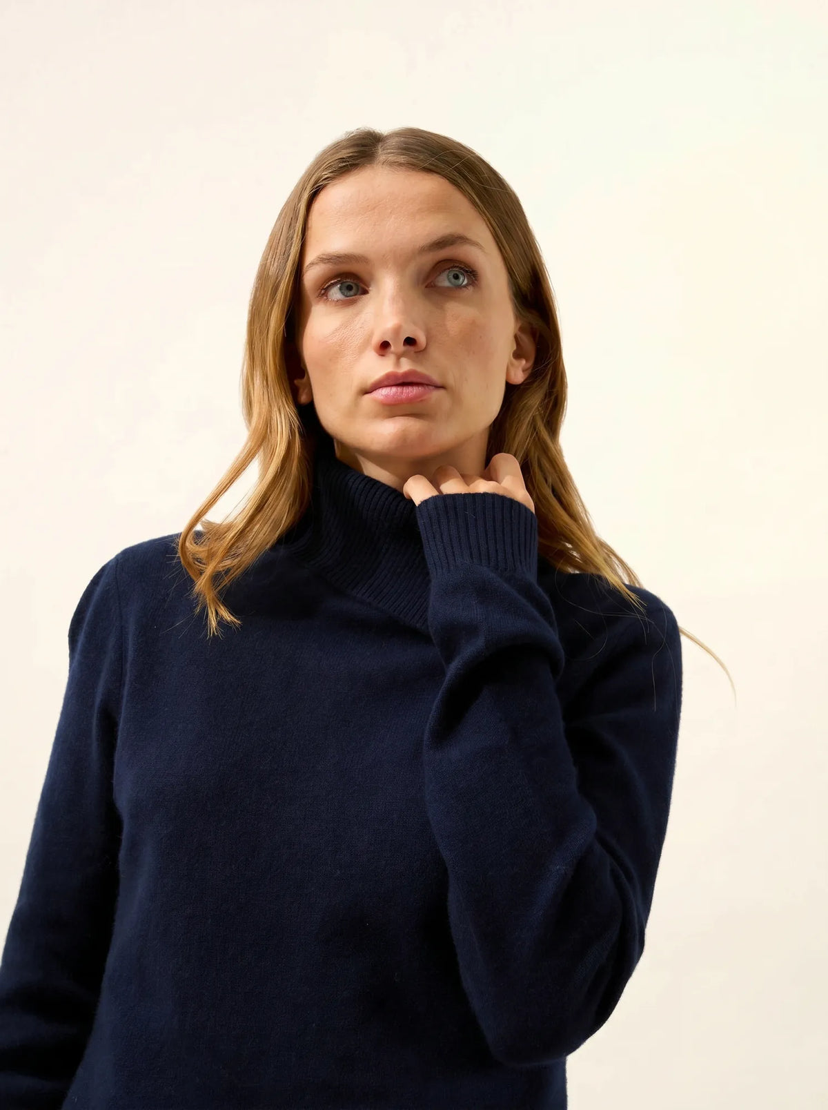 DUNDEE Pull Col Roulé Boutonné Bleu Marine