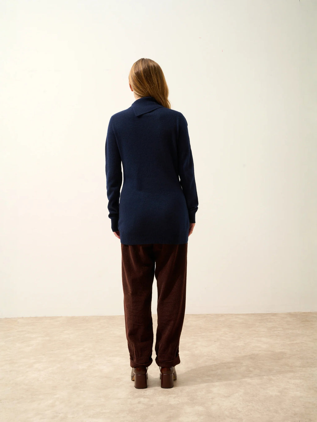 DUNDEE Pull Col Roulé Boutonné Bleu Marine