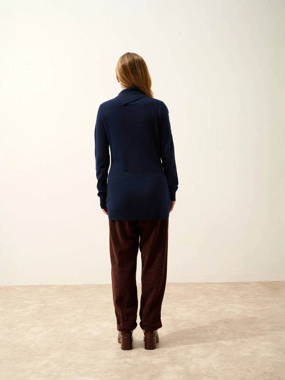 DUNDEE Pull Col Roulé Boutonné Bleu Marine