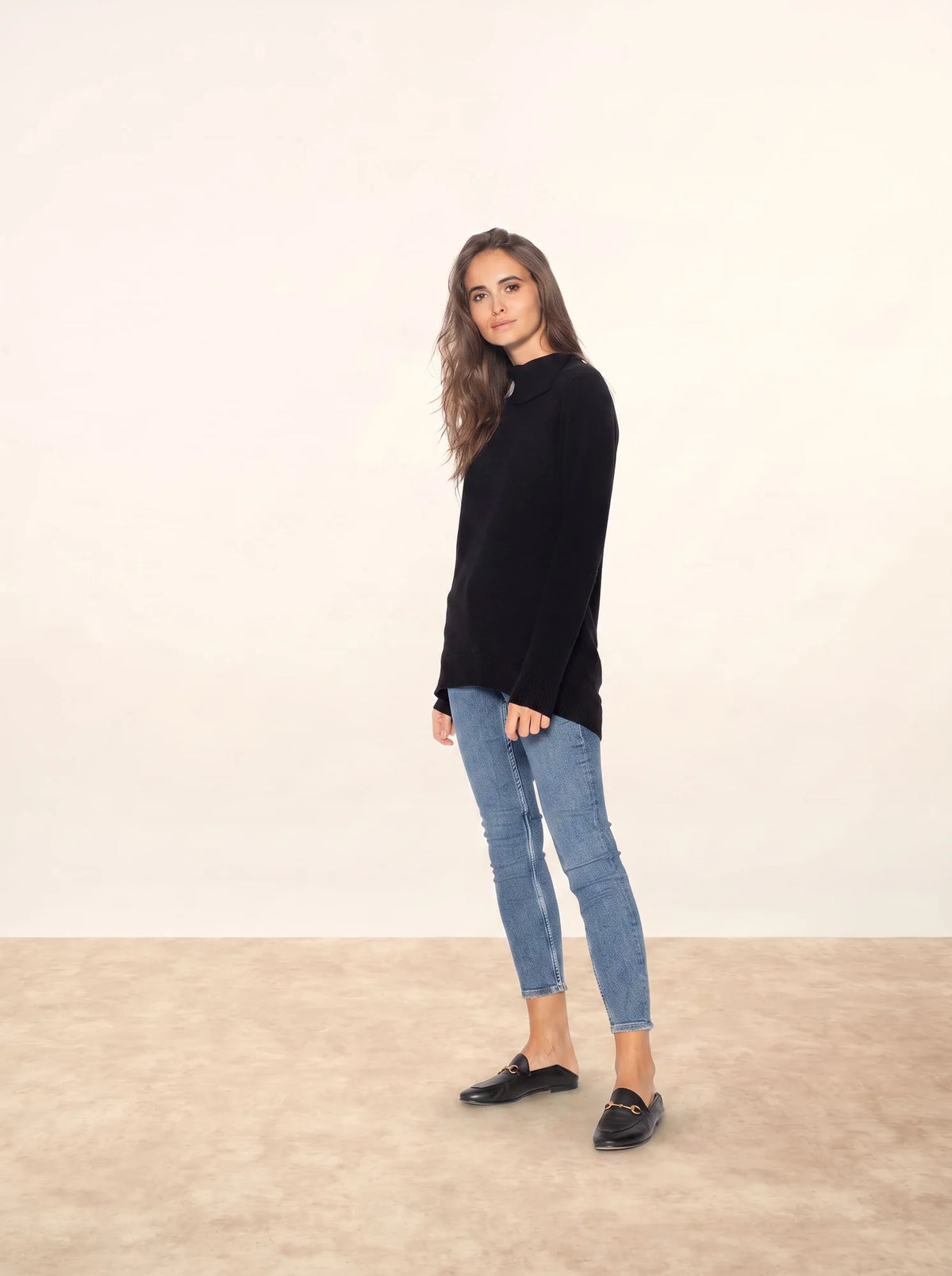 DUNDEE Pull Col Roulé Boutonné Noir