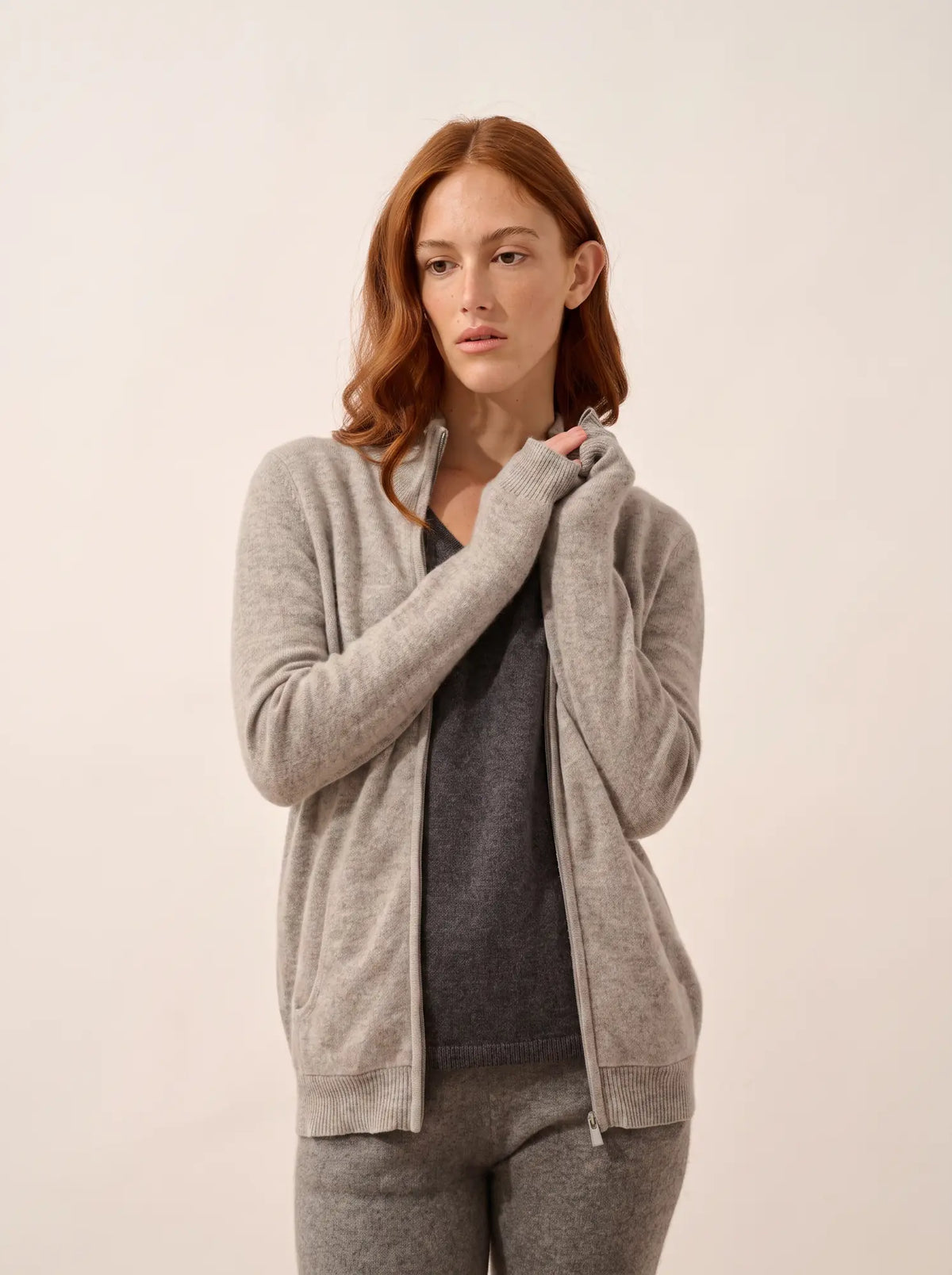 AYR Gilet Zippé Col Montant Nuage Chiné