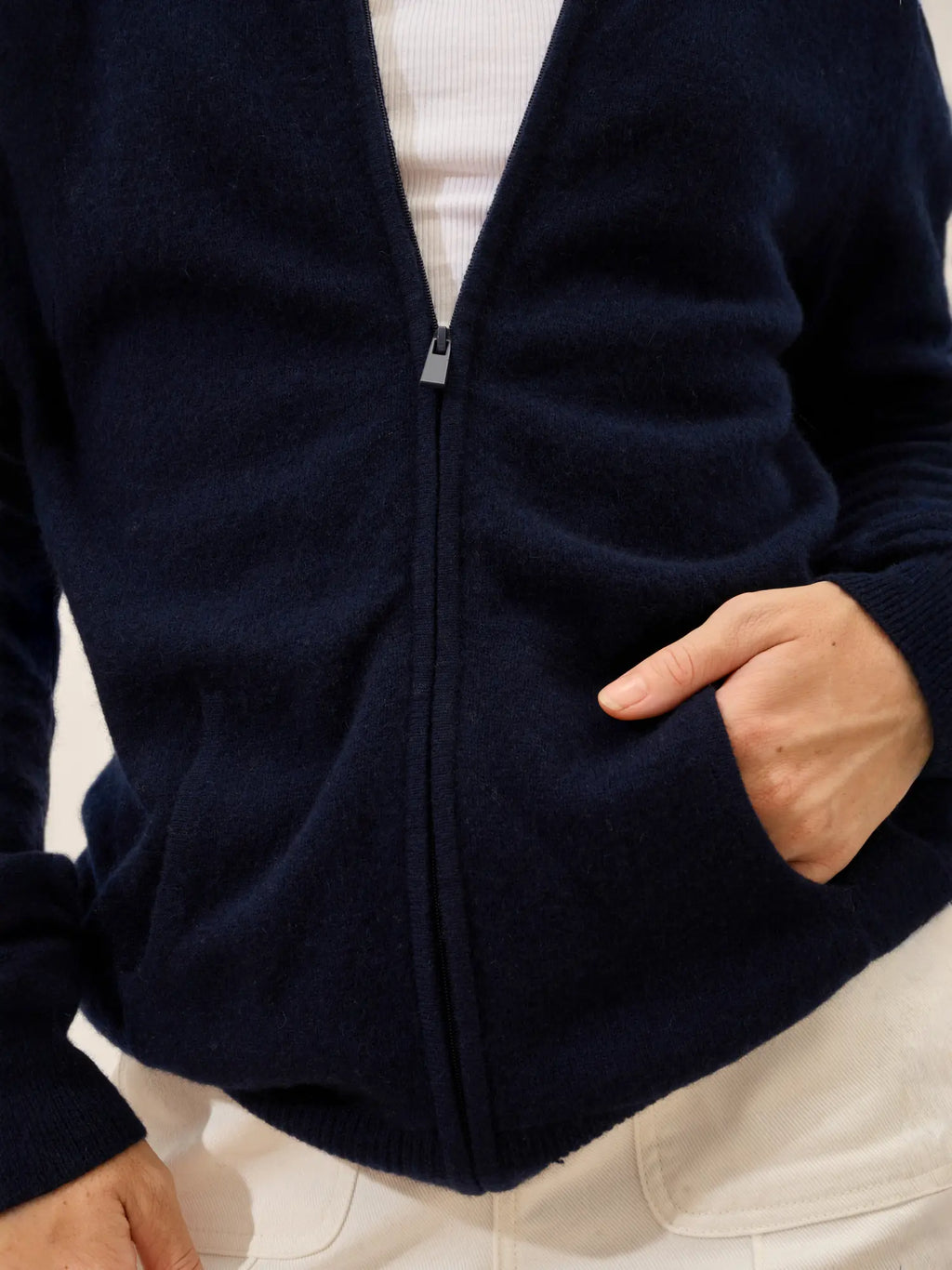 AYR Gilet Zippé Col Montant Bleu Marine