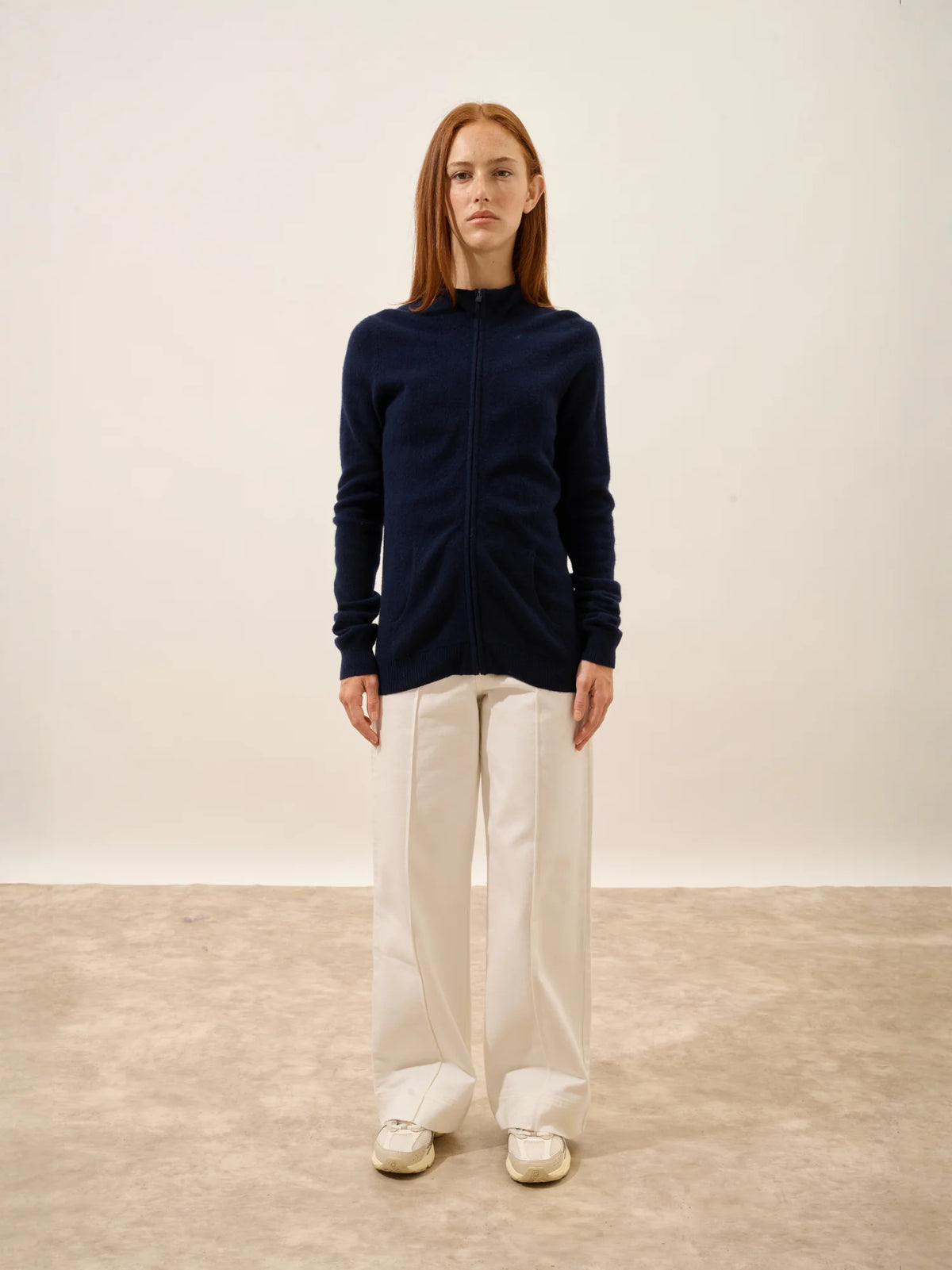 AYR Gilet Zippé Col Montant Bleu Marine