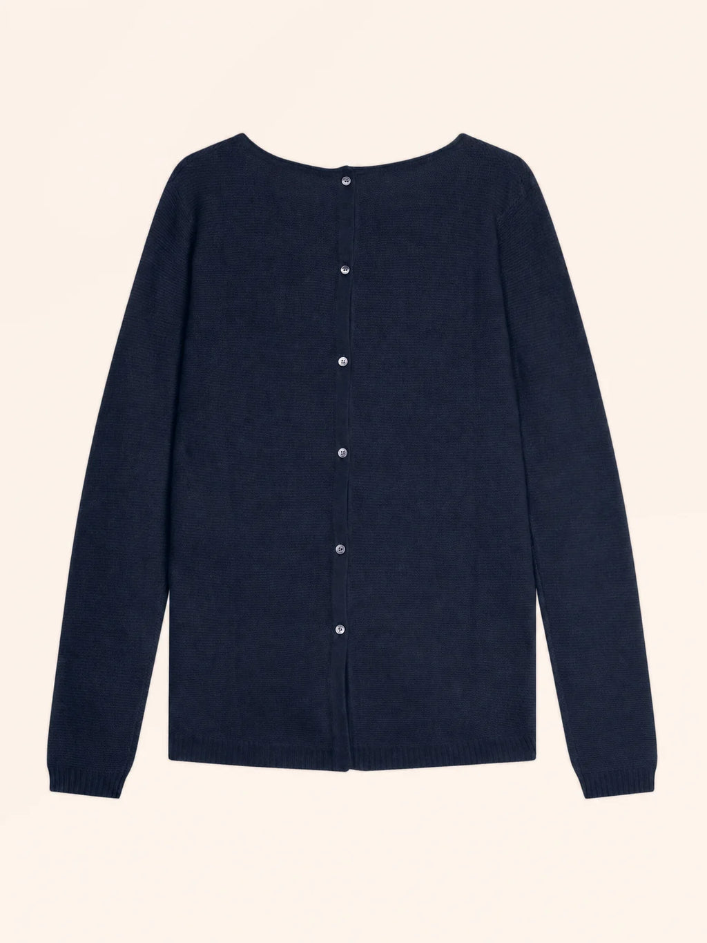 OLENA Pullover Rundhalsausschnitt hinten geknöpft Marineblau