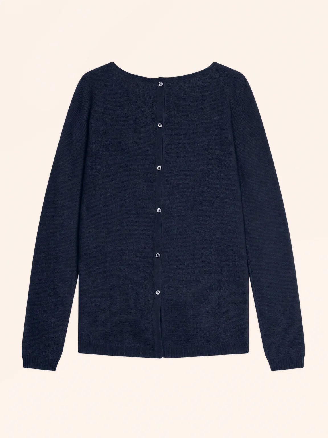 OLENA Pullover Rundhalsausschnitt hinten geknöpft Marineblau