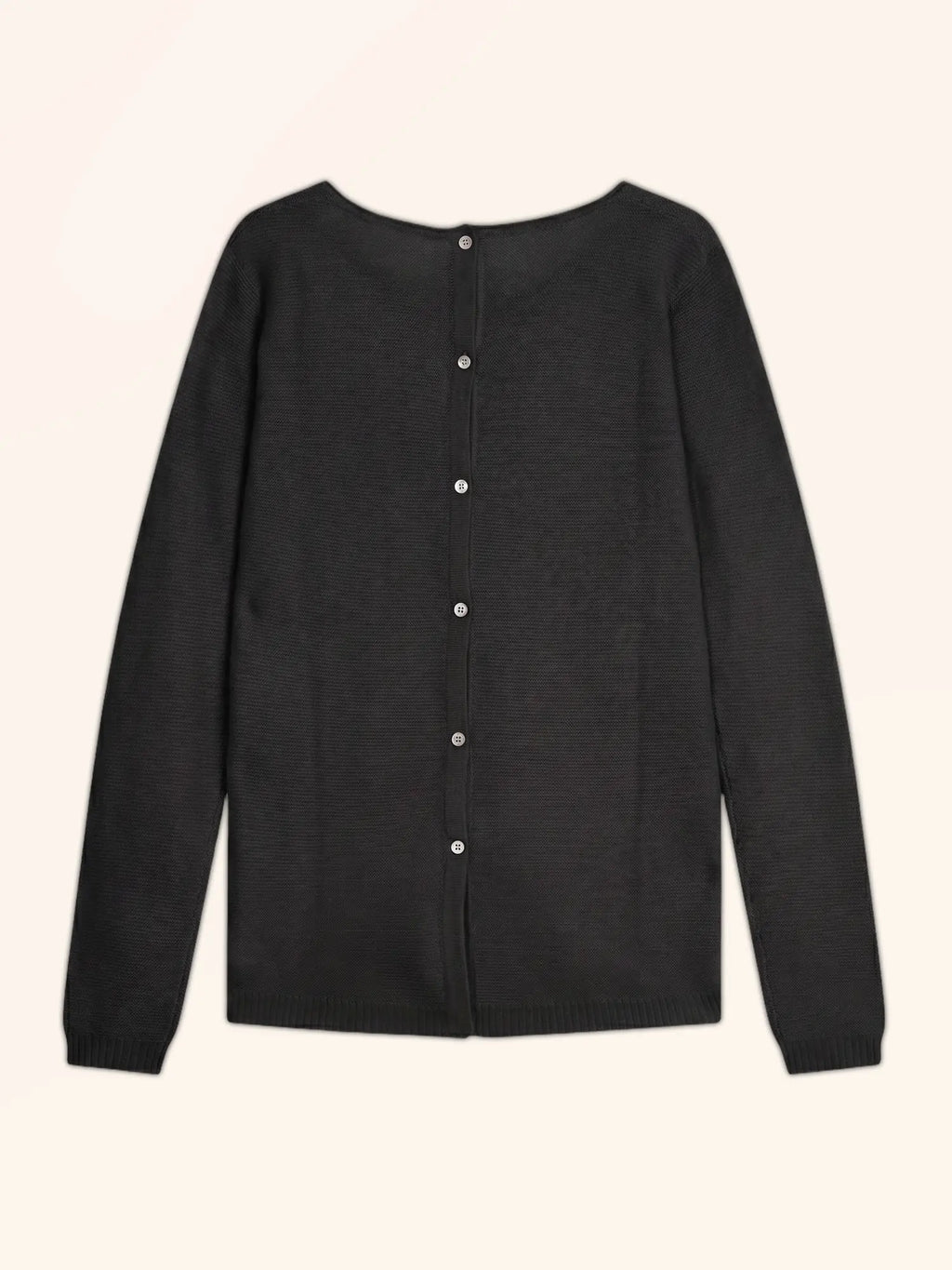 OLENA Pull Col Rond Boutonné Dos Noir