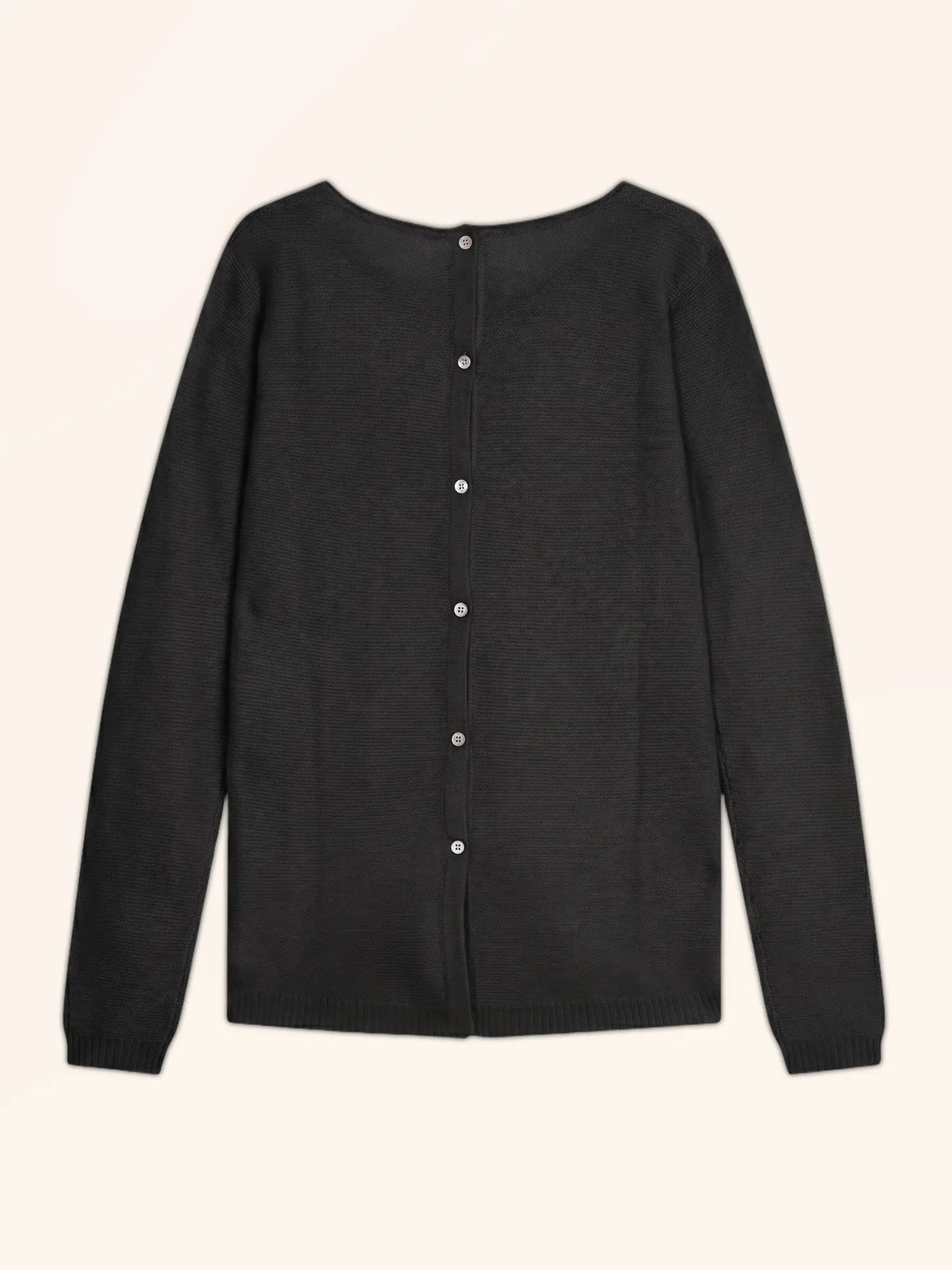 OLENA Pull Col Rond Boutonné Dos Noir