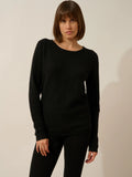 OLENA Pull Col Rond Boutonné Dos Noir