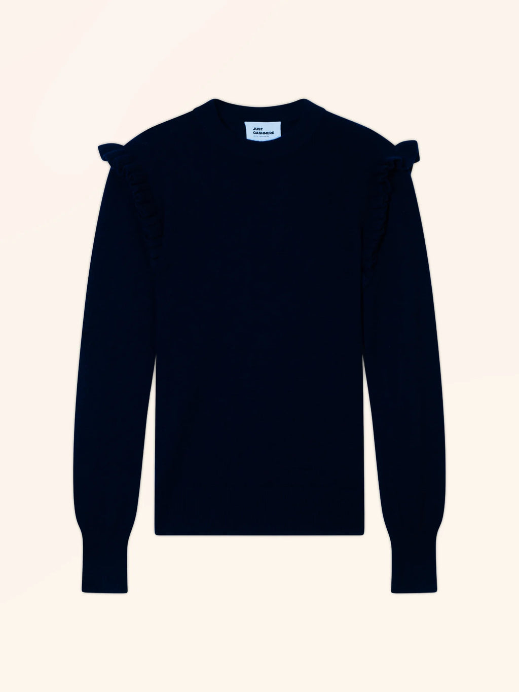 BOXBURN Pull Col Rond Volants Épaules Bleu Marine