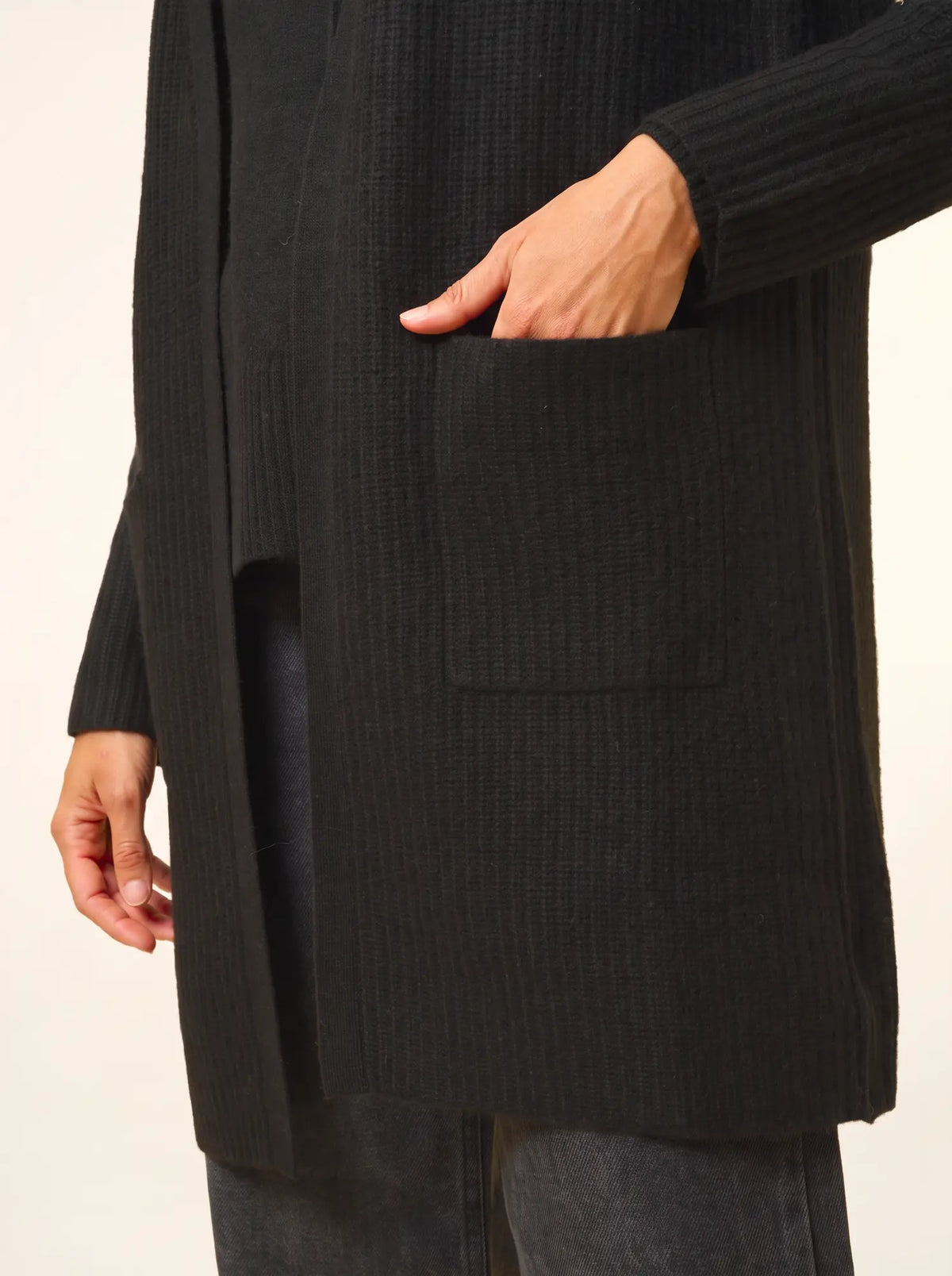 BRAEMAR Veste Longue Ouverte 4 Fils Noir