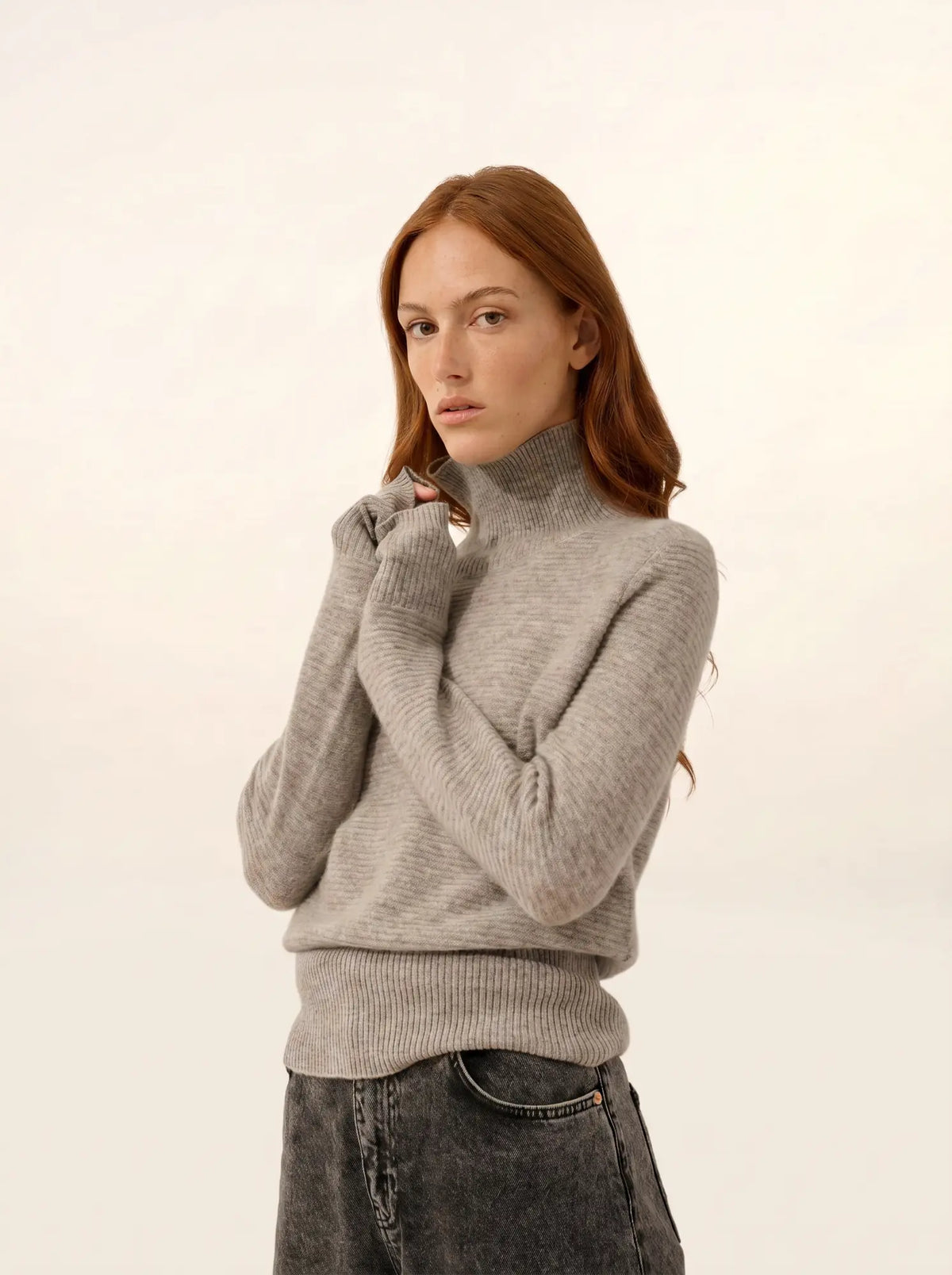 UDNY Pull Col Roulé Nuage Chiné