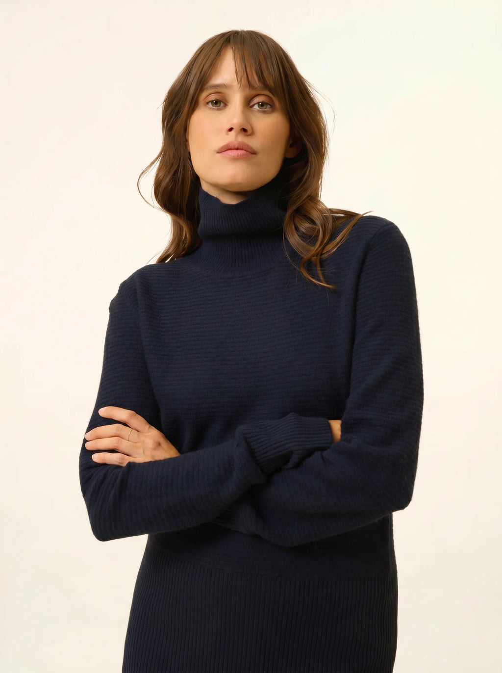 UDNY Pull Col Roulé Bleu Marine