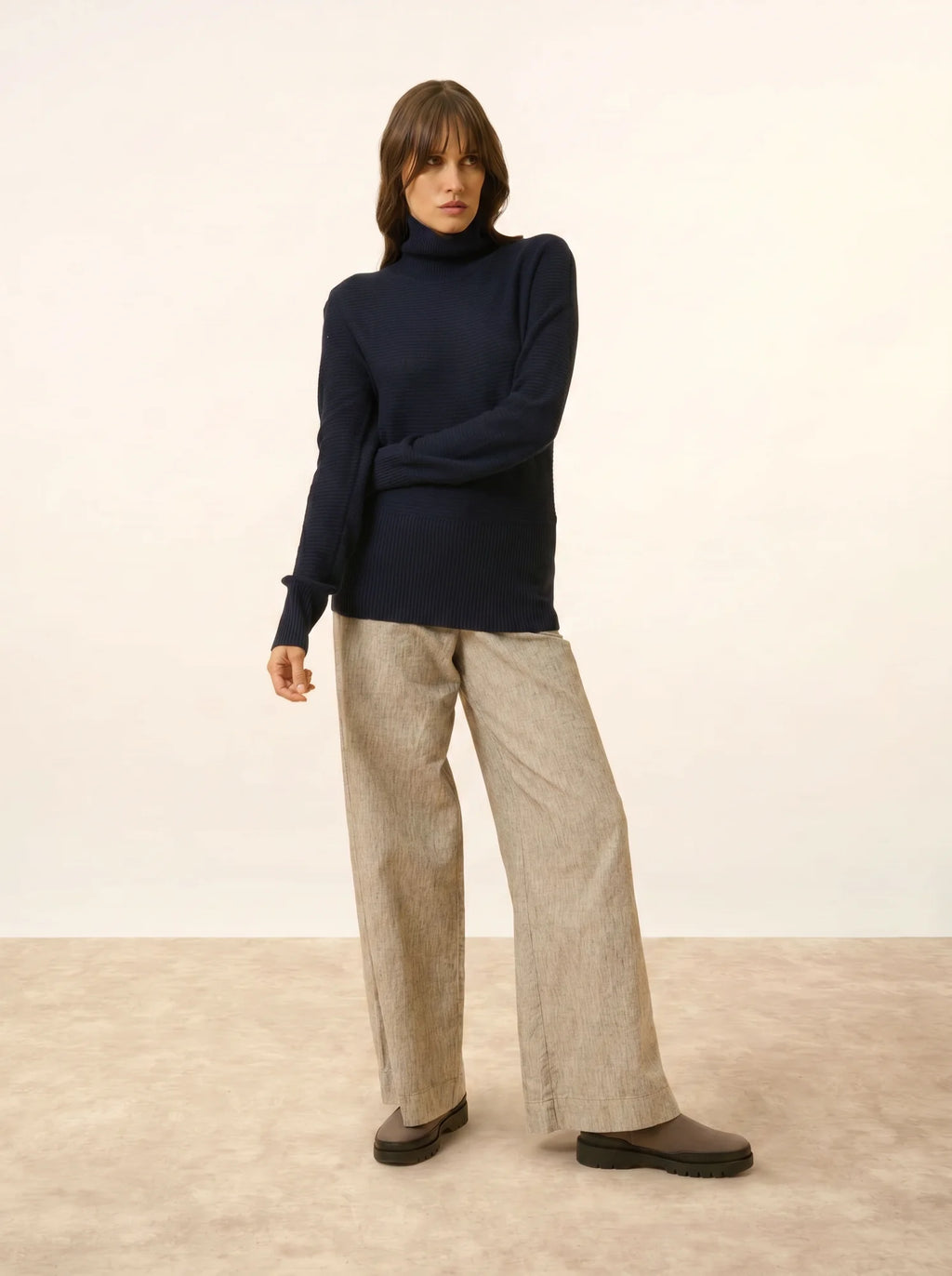 UDNY Pull Col Roulé Bleu Marine