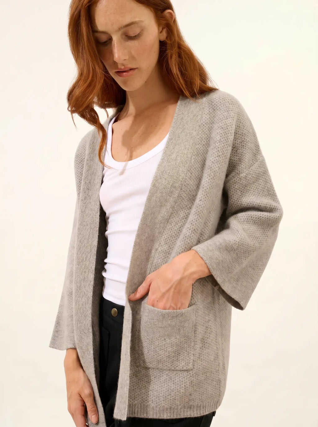 ABOYNE Veste Kimono 4 Fils Nuage Chiné