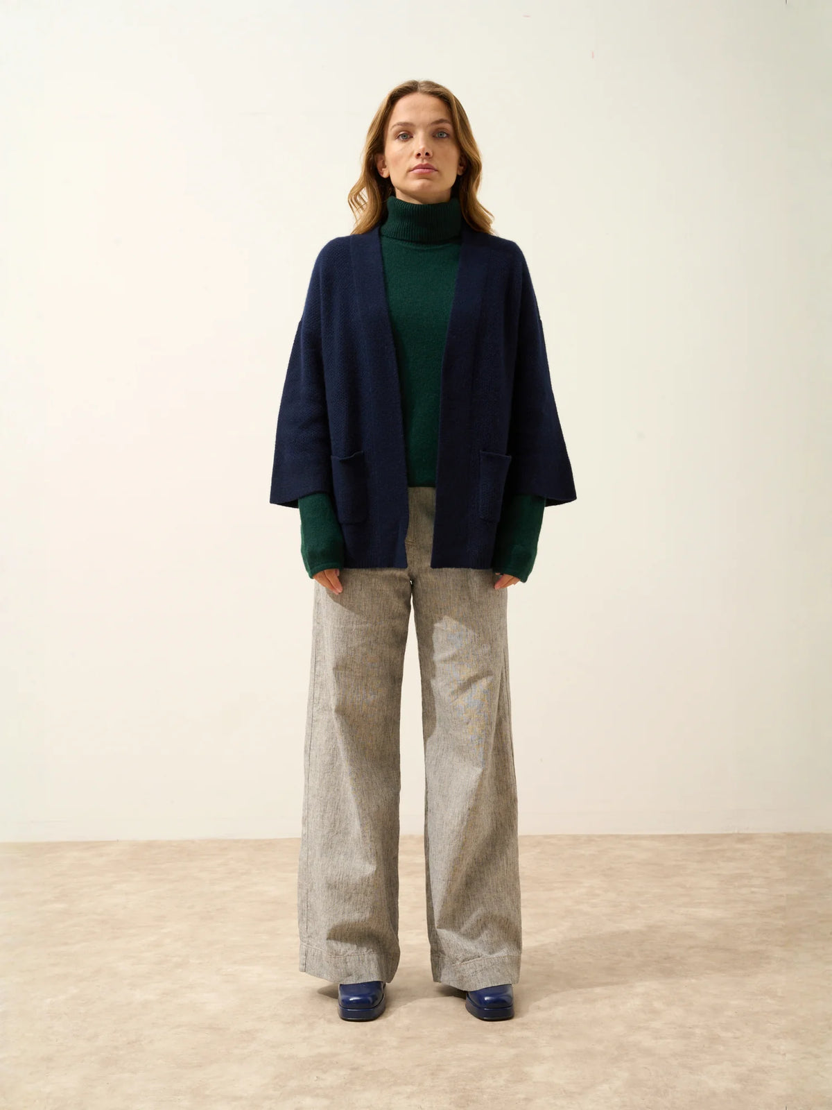ABOYNE Veste Kimono 4 Fils Bleu Marine