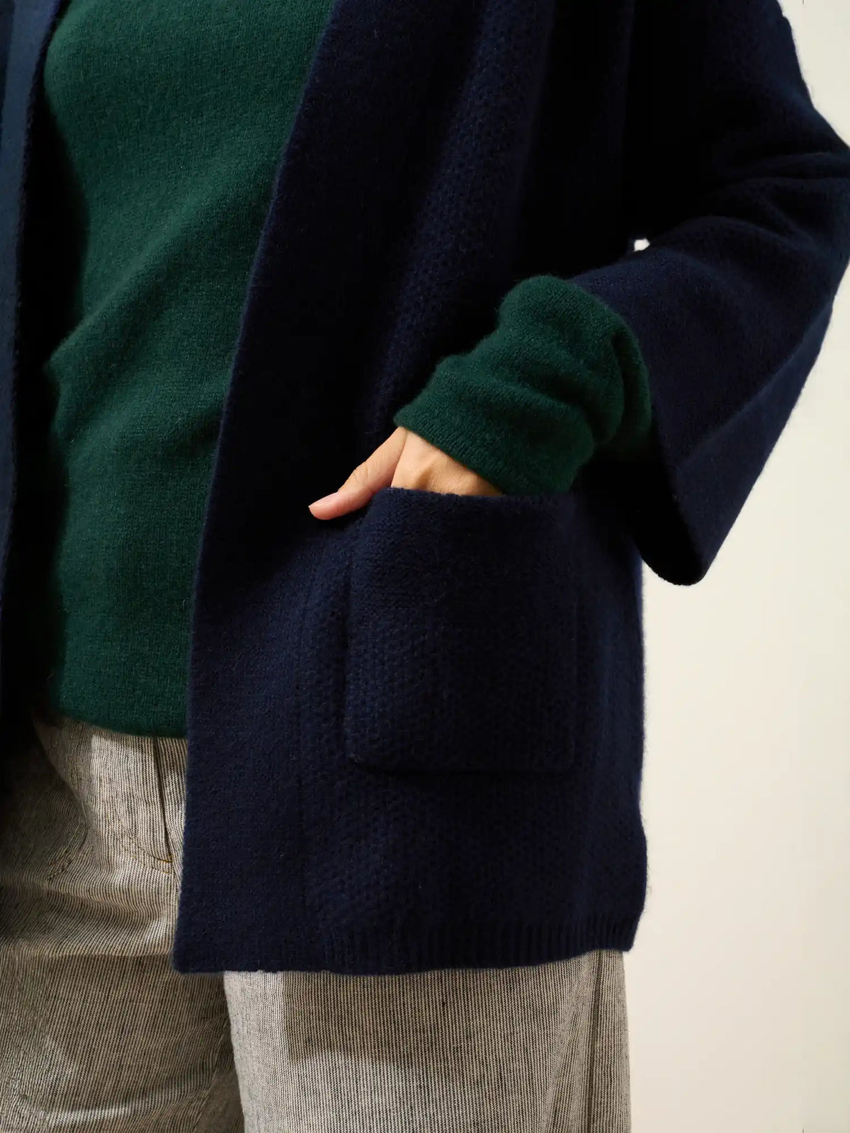 ABOYNE Veste Kimono 4 Fils Bleu Marine
