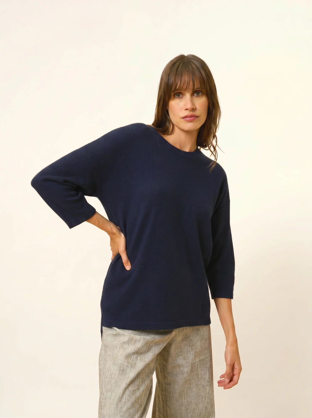 CLATTIE Sweater Crew Neck Navy