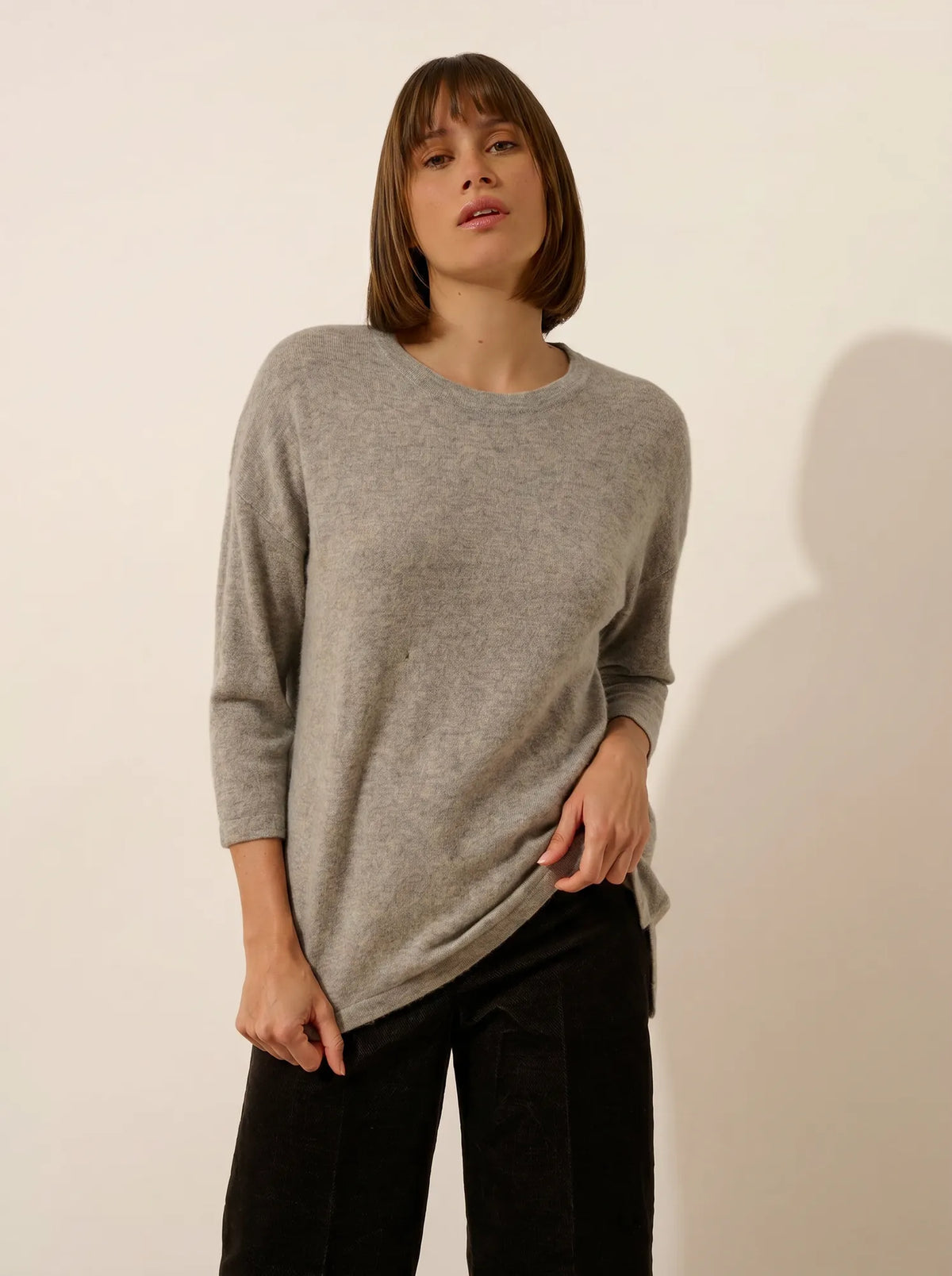 CLATTIE Sweater Crew Neck Heather Cloud