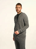 POLNOON Gilet Zippé Col Mao Anthracite Chiné