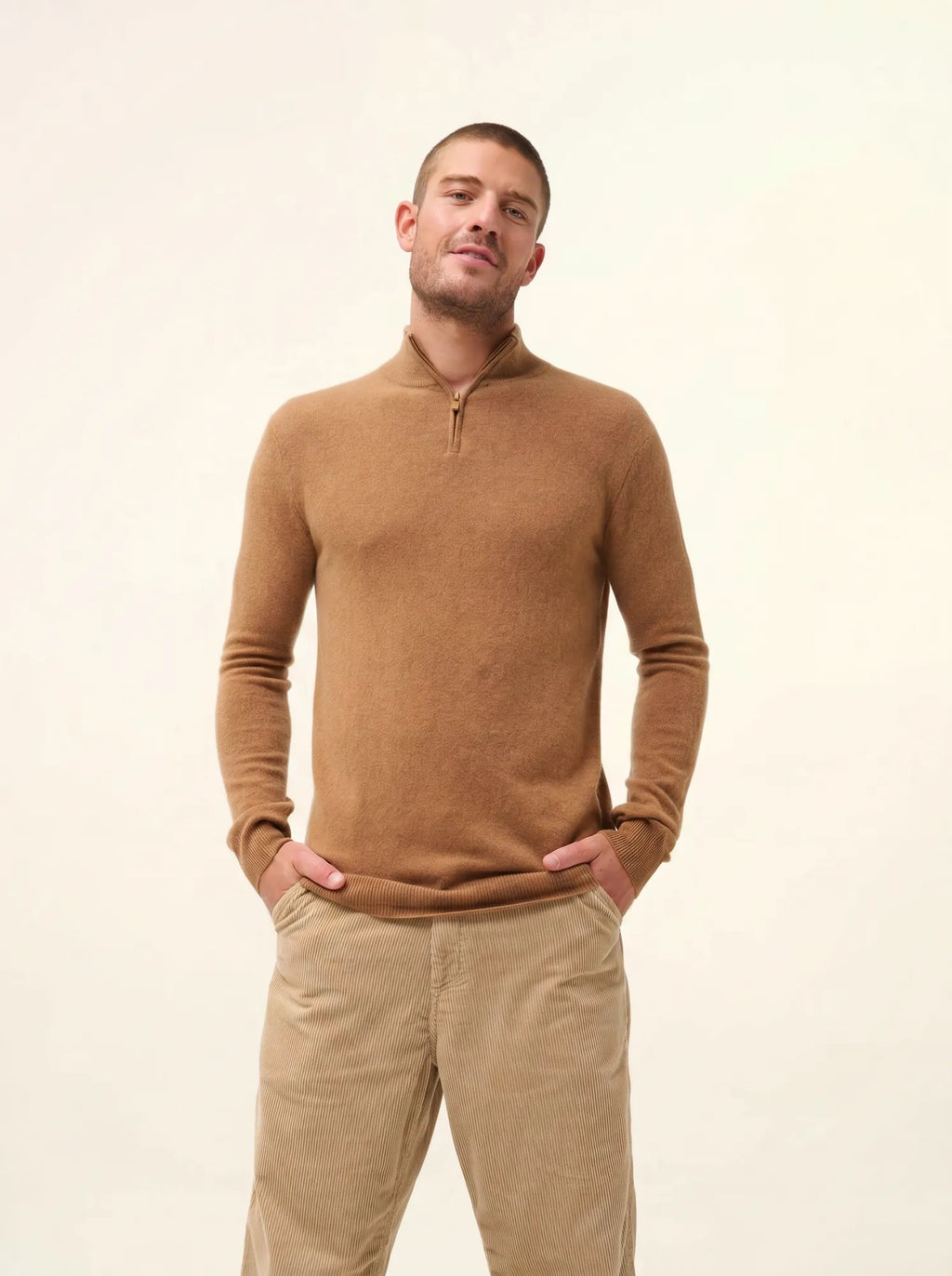 BRADLEY Pullover Truckerkragen Haselnussbraun