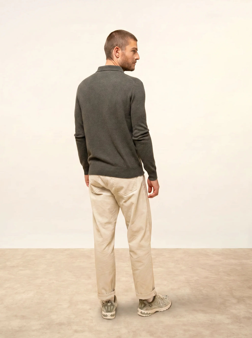 DOUGLAS Polo Manches Longues Kaki Chiné