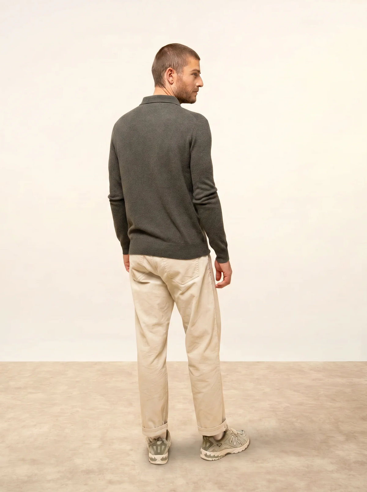 DOUGLAS Polo Manches Longues Kaki Chiné