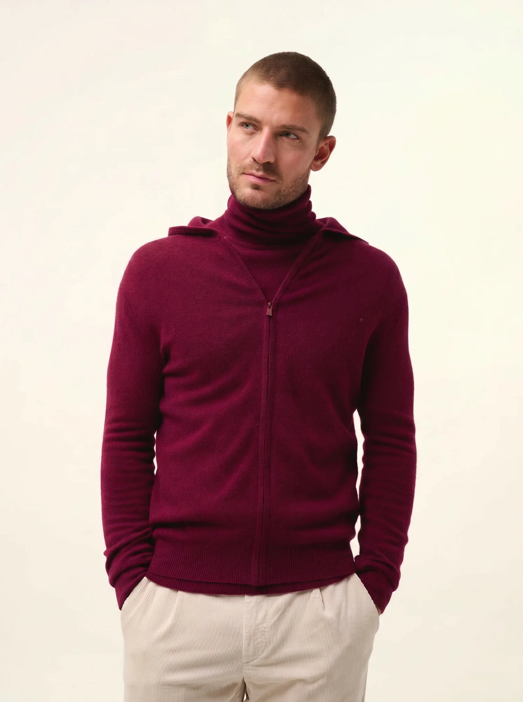 ELLIOT Gilet Zippé Capuche Bordeaux